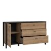 HIGH ROCK 1 Door 3 Drawers Sideboard in Matt Black & Riviera Oak - Image 3