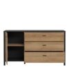 HIGH ROCK 1 Door 3 Drawers Sideboard in Matt Black & Riviera Oak - Image 4