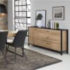HIGH ROCK 1 Door 3 Drawers Sideboard in Matt Black & Riviera Oak - Image 5