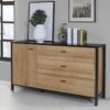HIGH ROCK 1 Door 3 Drawers Sideboard in Matt Black & Riviera Oak - Image 7
