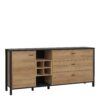 HIGH ROCK Large Sideboard in Matt Black & Riviera Oak