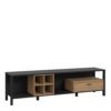 HIGH ROCK Wide TV Unit in Matt Black & Riviera Oak