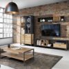 HIGH ROCK Wide TV Unit in Matt Black & Riviera Oak - Image 5