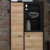 HIGH ROCK Small Display Cabinet in Matt Black & Riviera Oak - Image 8