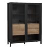 HIGH ROCK Extra Wide Display Cabinet in Matt Black & Riviera Oak