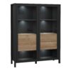 HIGH ROCK Extra Wide Display Cabinet in Matt Black & Riviera Oak - Image 5