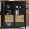 HIGH ROCK Extra Wide Display Cabinet in Matt Black & Riviera Oak - Image 7