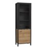 HIGH ROCK Wide Display Cabinet in Matt Black & Riviera Oak