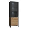 HIGH ROCK Wide Display Cabinet in Matt Black & Riviera Oak - Image 5