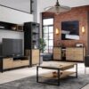 HIGH ROCK Wide Display Cabinet in Matt Black & Riviera Oak - Image 7