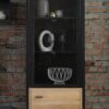 HIGH ROCK Wide Display Cabinet in Matt Black & Riviera Oak - Image 9