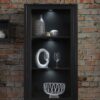 HIGH ROCK Wide Display Cabinet in Matt Black & Riviera Oak - Image 8