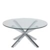 HEAVEN Round Coffee Table with Clear Glass Top and Chrome Legs - Image 2