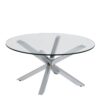 HEAVEN Round Coffee Table with Clear Glass Top and Chrome Legs