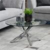 HEAVEN Round Coffee Table with Clear Glass Top and Chrome Legs - Image 3