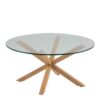 HEAVEN Round Coffee Table with Smoked Glass Top and Oak Legs