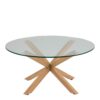 HEAVEN Round Coffee Table with Smoked Glass Top and Oak Legs - Image 6