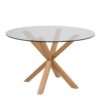 HEAVEN Round Dining Table with Clear Glass Top and Oak Legs