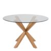 HEAVEN Round Dining Table with Clear Glass Top and Oak Legs - Image 2