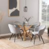 HEAVEN Round Dining Table with Clear Glass Top and Oak Legs - Image 5