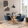 HEAVEN Round Dining Table with Clear Glass Top and Oak Legs - Image 4