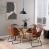 HEAVEN Round Dining Table with Clear Glass Top and Oak Legs - Image 3