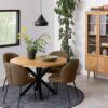 HEAVEN Round Dining Table with Oak Top and Black Metal Legs - Image 3