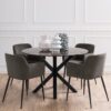 HEAVEN Round Dining Table with Brown Polished Marble Top - Image 3