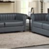 IYO Chesterfield Sofa Set 3+2+1 in Grey Bonded Leather