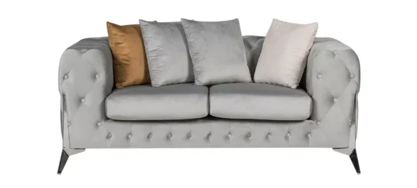 matrix plush velvet fabric 2 seater sofa in grey colour