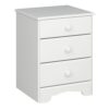 NORDIC Bedside Table with 3 Drawers in White