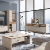 RIVERO 2 Doors 3 Drawers Open Shelf Sideboard in Grey & Oak - Image 3
