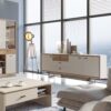 RIVERO 3 Doors 3 Drawers Wide Sideboard in Grey & Oak - Image 3