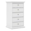 PARIS Chest of 5 Drawers in White