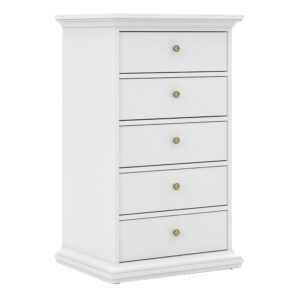 PARIS Chest of 5 Drawers in White