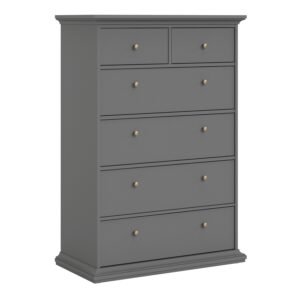 PARIS Chest of 5 Drawers in Matt Grey