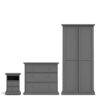 PARIS Package inc. Bedside 2 Drawers, Chest of 4 Drawers & Wardrobe 2 Doors in Matt Grey