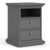 PARIS Package inc. Bedside 2 Drawers, Chest of 4 Drawers & Wardrobe 2 Doors in Matt Grey - Image 2