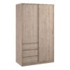 NAIA Wardrobe with 1 Dliding Door, 1 Door & 3 Drawers in Jackson Hickory Oak