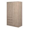 NAIA Wardrobe with 1 Dliding Door, 1 Door & 3 Drawers in Jackson Hickory Oak - Image 3