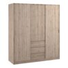 NAIA Wardrobe with 2 Sliding Doors, 1 Door & 3 Drawers in Jackson Hickory Oak