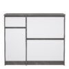 NAIA Shoe Cabinet with 2 Flip Down Doors 1 Door 1 Drawer in Concrete & White High Gloss - Image 2