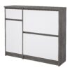 NAIA Shoe Cabinet with 2 Flip Down Doors 1 Door 1 Drawer in Concrete & White High Gloss - Image 3