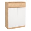 NAIA Shoe Cabinet with 2 Doors 1 Drawer in Jackson Hickory Oak & White