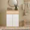 NAIA Shoe Cabinet with 2 Doors 1 Drawer in Jackson Hickory Oak & White - Image 6