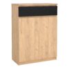 NAIA Shoe Cabinet with 2 Doors 1 Drawer in Jackson Hickory Oak & Black