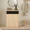 NAIA Shoe Cabinet with 2 Doors 1 Drawer in Jackson Hickory Oak & Black - Image 6