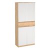 NAIA Shoe Cabinet with 4 Doors 1 Drawer in Jackson Hickory Oak & White - Image 3