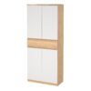 NAIA Shoe Cabinet with 4 Doors 1 Drawer in Jackson Hickory Oak & White - Image 2