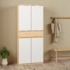 NAIA Shoe Cabinet with 4 Doors 1 Drawer in Jackson Hickory Oak & White - Image 6